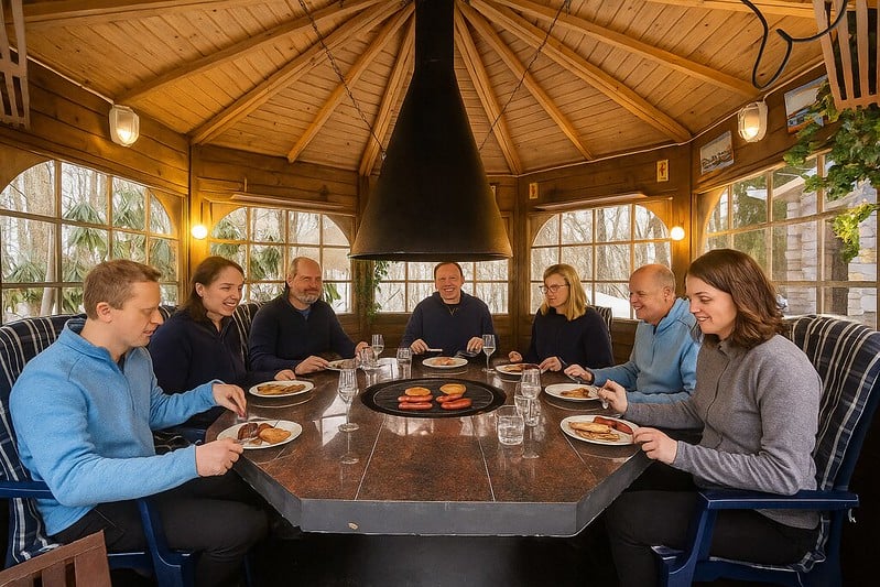Majoitusvieraiden käytettävissä on huvimaja, jossa parillagrilli. Struka villa, Pyhtää