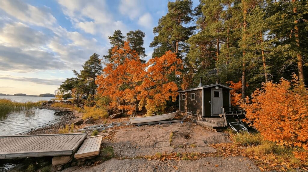 Skyksy skitunäsin merenrantamäkillä Pyhtäällä
