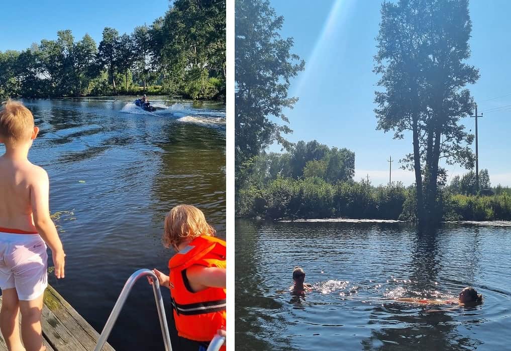Uimataito tuo turvaa mökkirantaan. Kaikki Kotterian vuokramökit sijaitsevat vesistöjen rannoilla Kymenlaaksossa. Kuvassa kymijoen rantaa