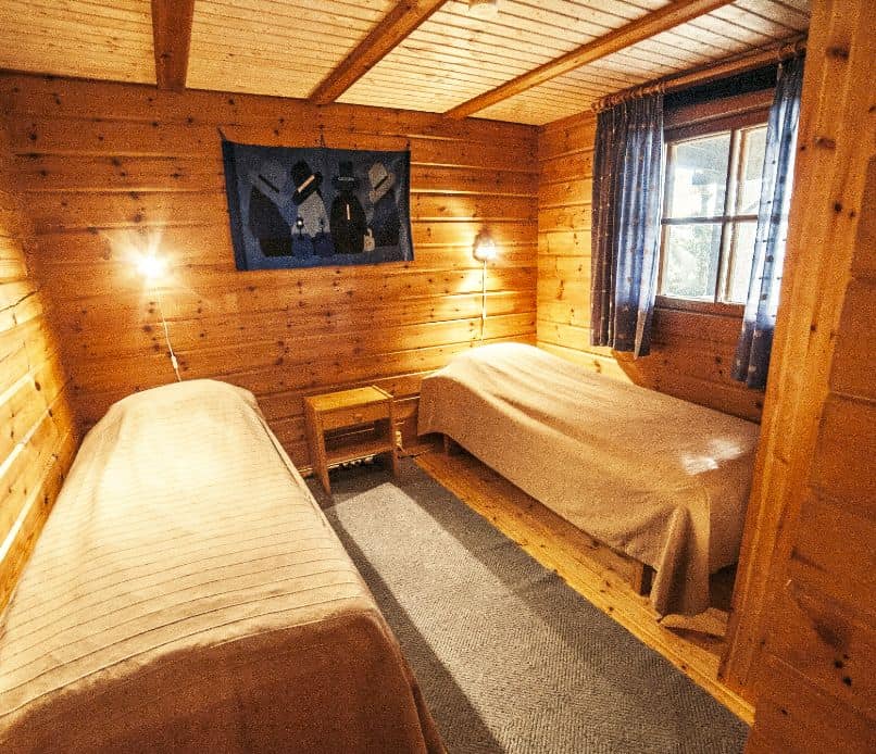 Villa Skitunäs for families and friends, relaxation close to nature. Pictured is the downstairs bedroom for two