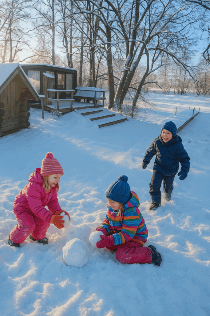 There’s plenty of space for winter play in the yard of the Kivikoski cottage